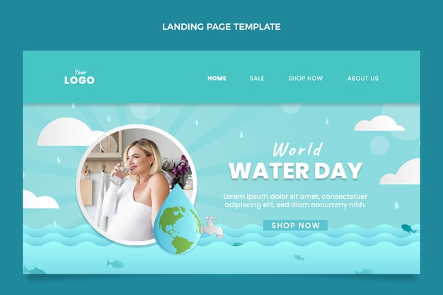 Gradient world water day landing page template