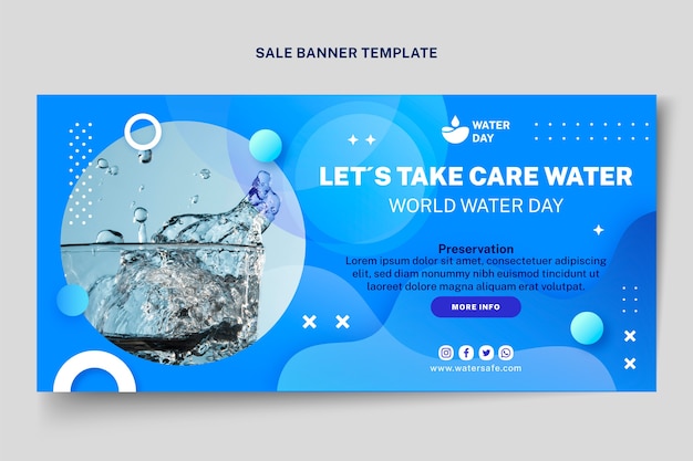 Gradient world water day sale horizontal banner