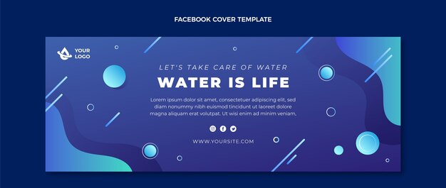 Gradient world water day social media cover template