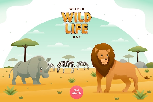 Free Vector gradient world wildlife day background