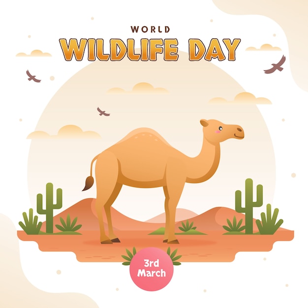 Free Vector gradient world wildlife day illustration