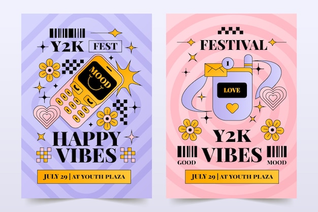 Gradient  y2k posters template