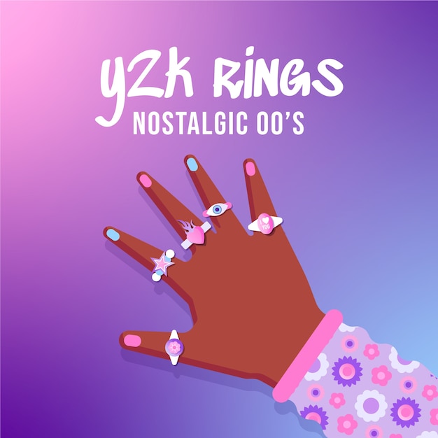 Free Vector gradient y2k  rings illustration