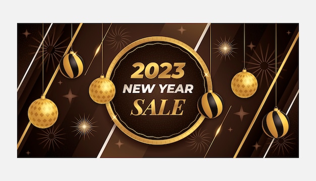 Free Vector gradient year end sale horizontal banner template