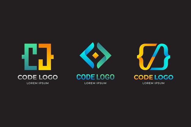 Free vector gradient yellow and blue code logo template