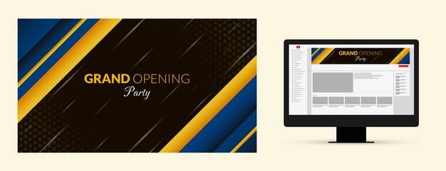 Gradient youtube channel art for business grand opening