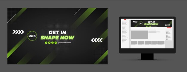 Gradient youtube channel art for gym and exercise