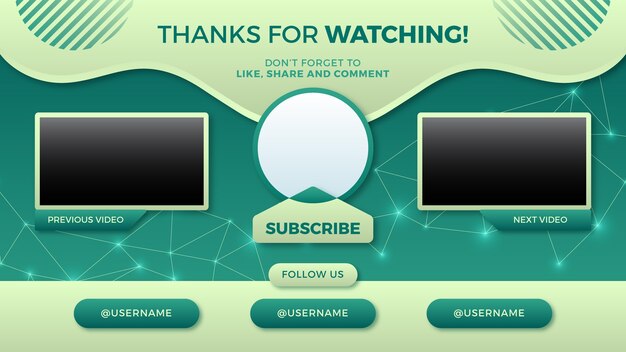 Gradient youtube end screen template