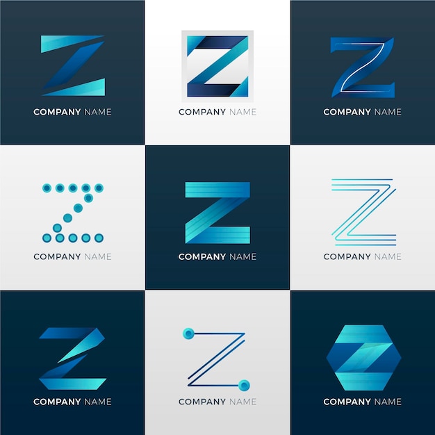 Free vector gradient #z letter logo collection