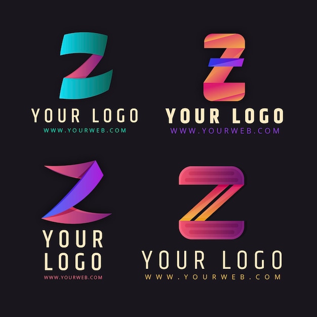 Free vector gradient #z letter logo set