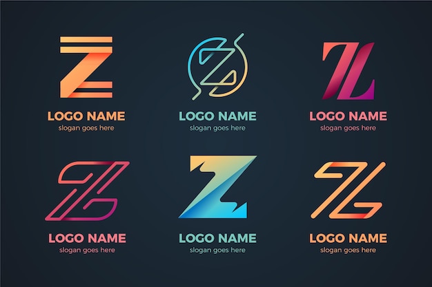 Free Vector gradient z letter logo set