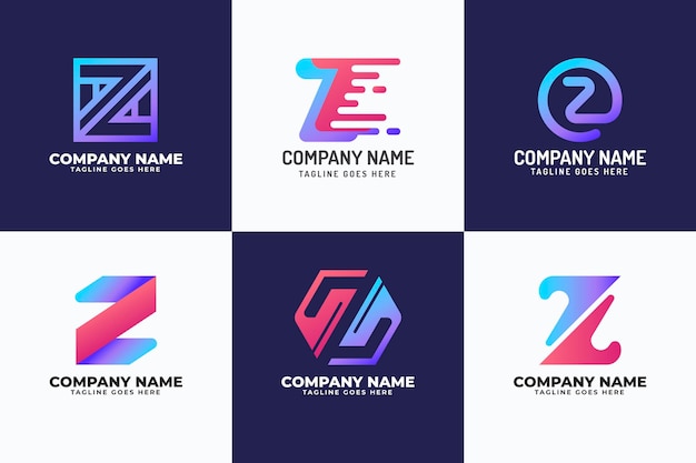 Gradient z letter logo set