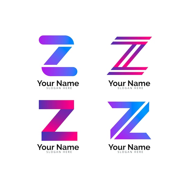 Free Vector gradient z letter logo template pack