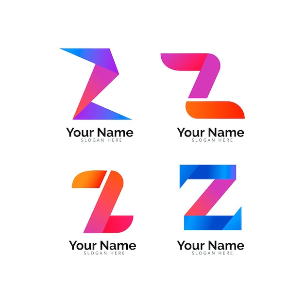 Free vector gradient z letter logo template pack