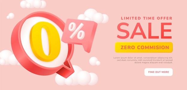 Free Vector gradient zero commission sale banner