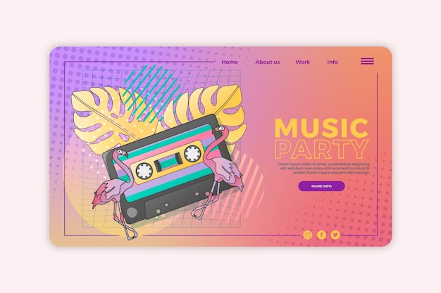 Gradient zine culture landing page template