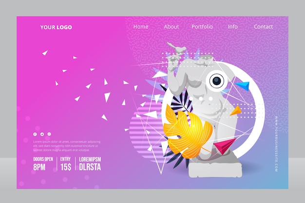 Free Vector gradient zine culture landing page