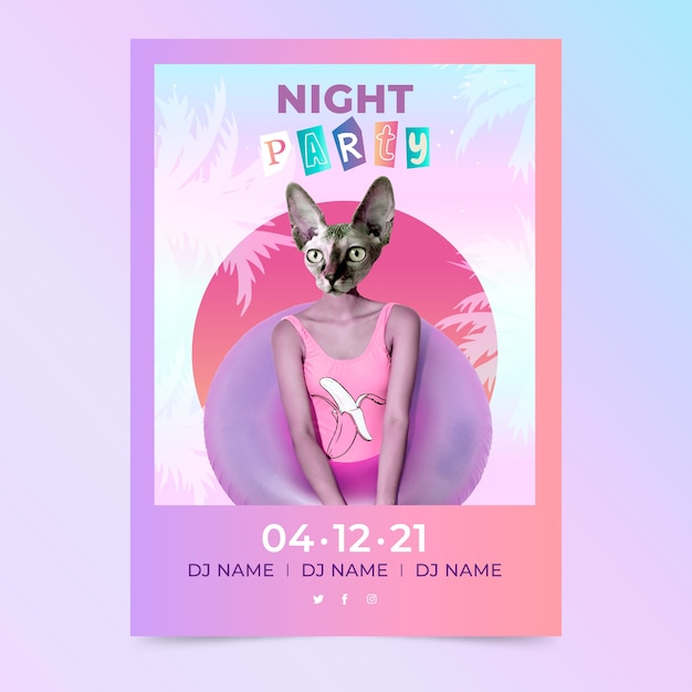 Free Vector gradient zine culture party poster