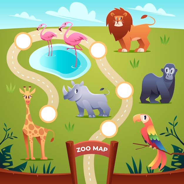 Free vector gradient zoo map illustration