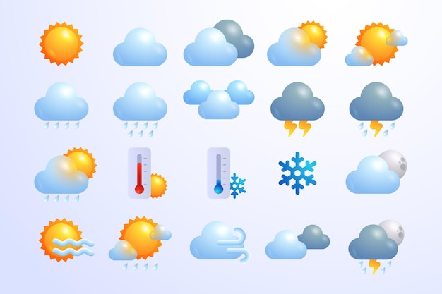 Free Vector gradients weather icons for apps