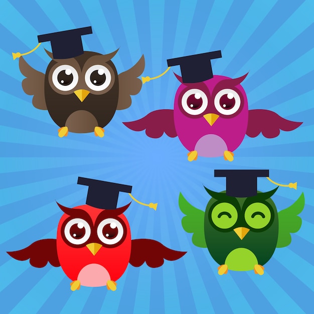 Free Vector graduating happy owls