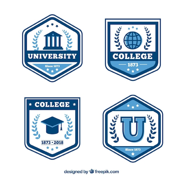 Free Vector graduation badges collection in flat style