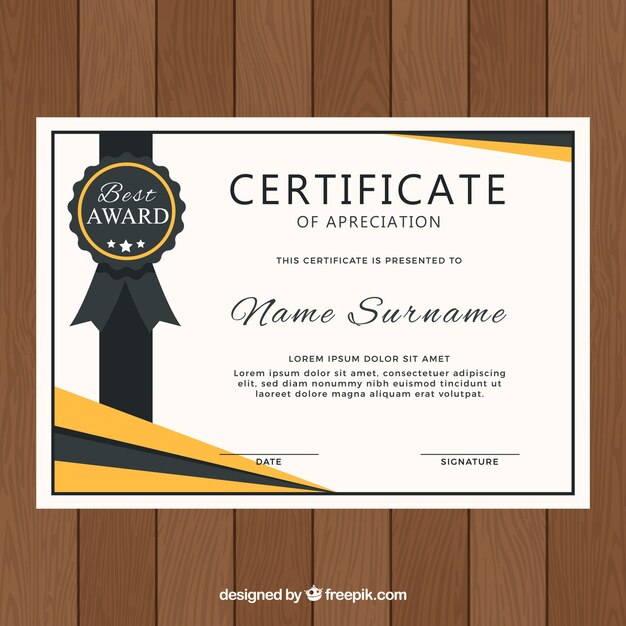 Graduation certificate with black and golden details