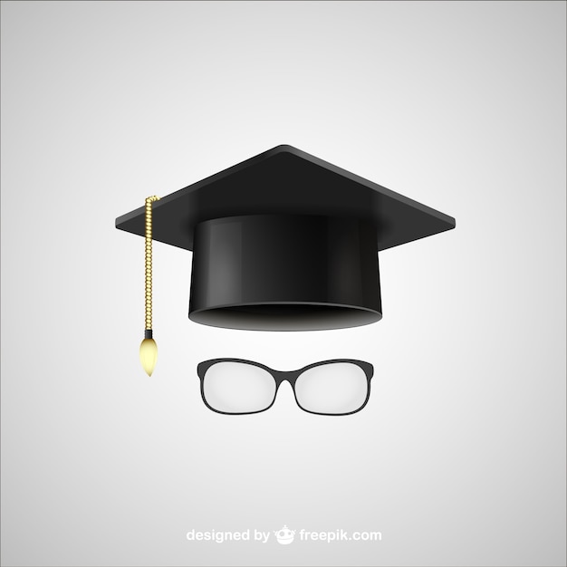 Free Vector graduation hat and glasses