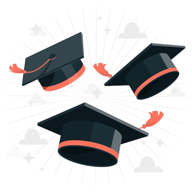 Free Vector graduation hats  concept illustration