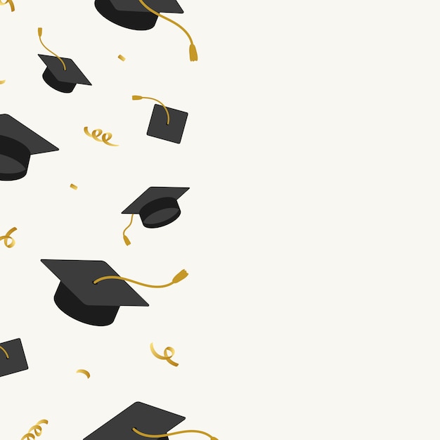 Free vector graduation hats frame