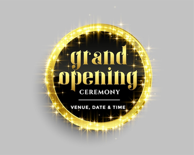 Free vector grand opening banner template with golden sparkles design