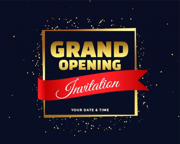 Grand opening invitation in golden theme