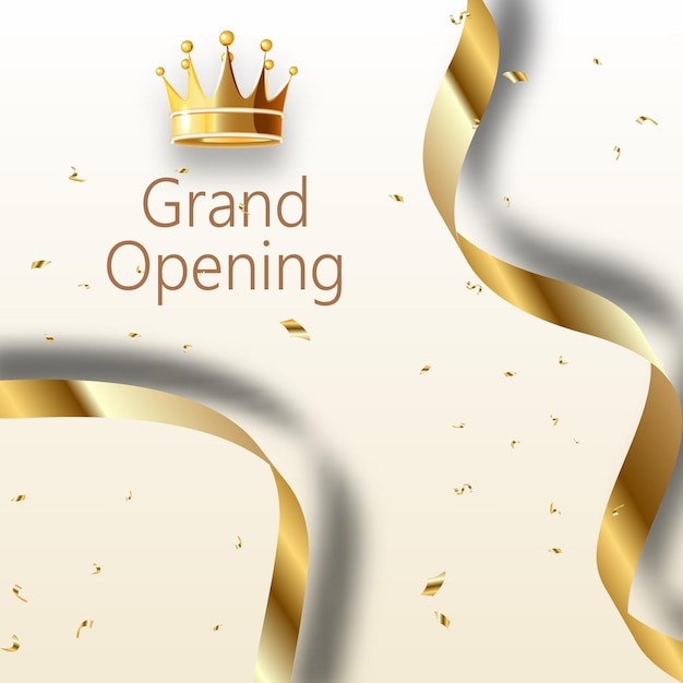 Grand opening sparkling banner Text composition with golden splashes and ribbonsGold sparkles Elegant style