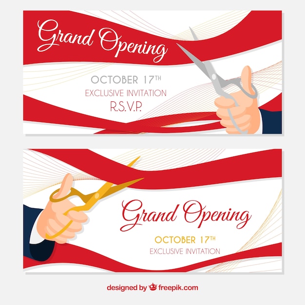 Grand oppening banners with different scissors