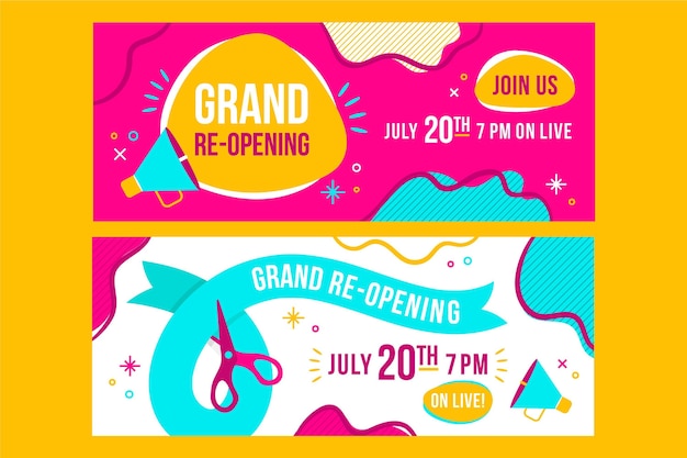 Grand re-opening colorful banner