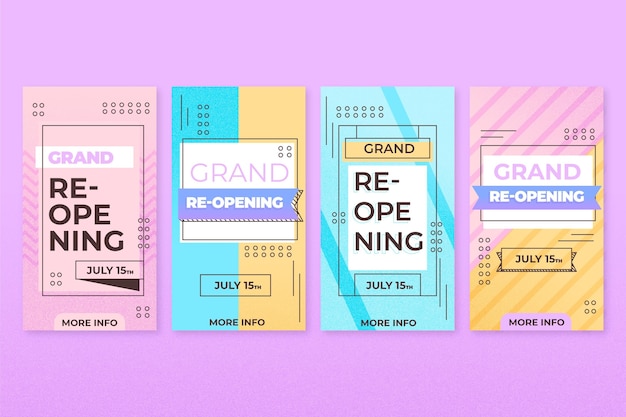 Free Vector grand re-opening instagram stories