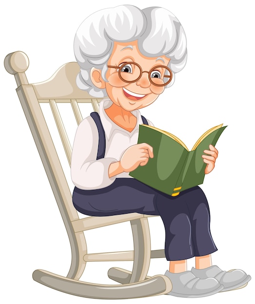 Free Vector grandmother enjoying a peaceful reading time