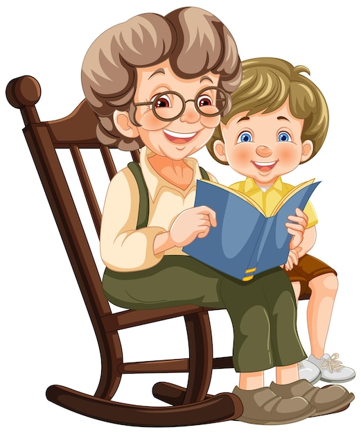 Free Vector grandmother reading to grandchild illustration