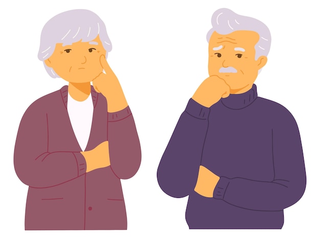 Grandparent worry problem retire anxiety old clipart vector illustration