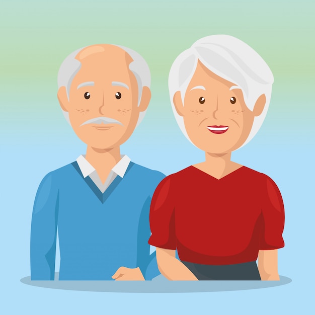 Free Vector grandparents couple avatars characters