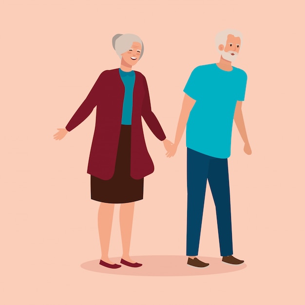 Free Vector grandparents couple elegant avatar character