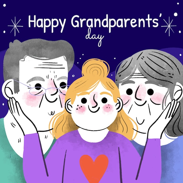 Grandparents day hand drawn illustration