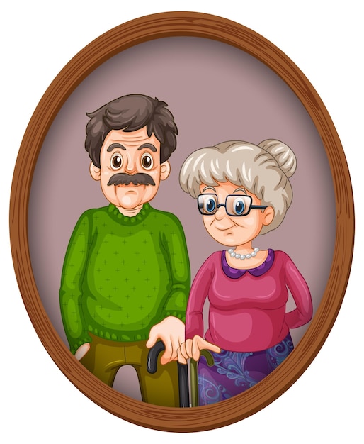 Free vector grandparents picture on wooden frame