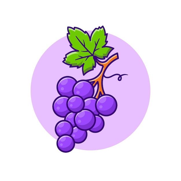 Grape Fruit Cartoon Illustration. Flat Cartoon Style