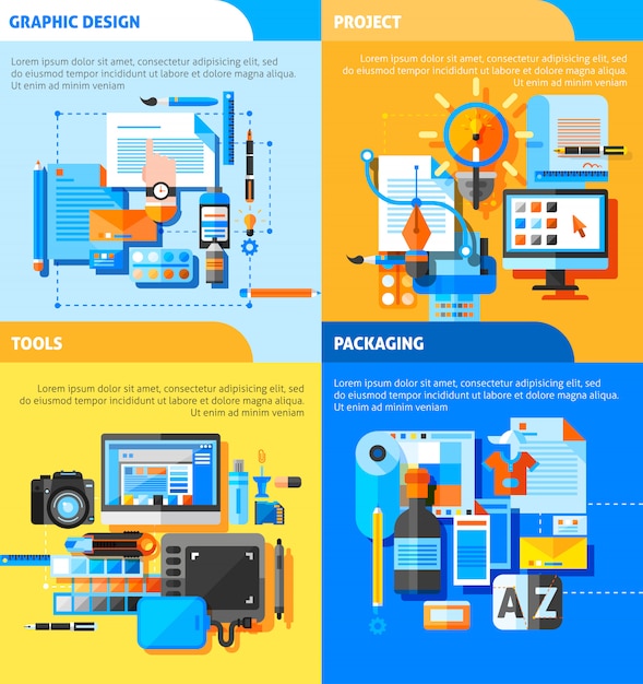 Graphic Design Concept Icons Set 