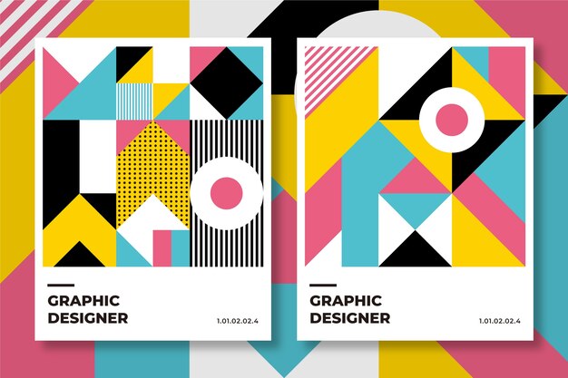 Graphic design cover collection in baugaus style