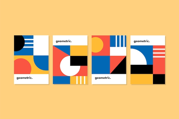 Free Vector graphic design cover collection in bauhaus style