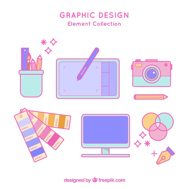 Graphic design elements collection in flat style