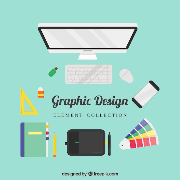 Graphic design elements collection in flat style