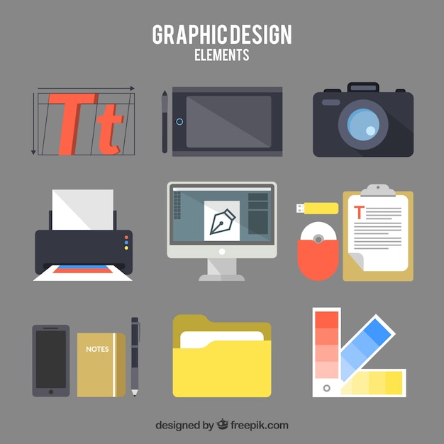 Graphic design elements collection in flat style